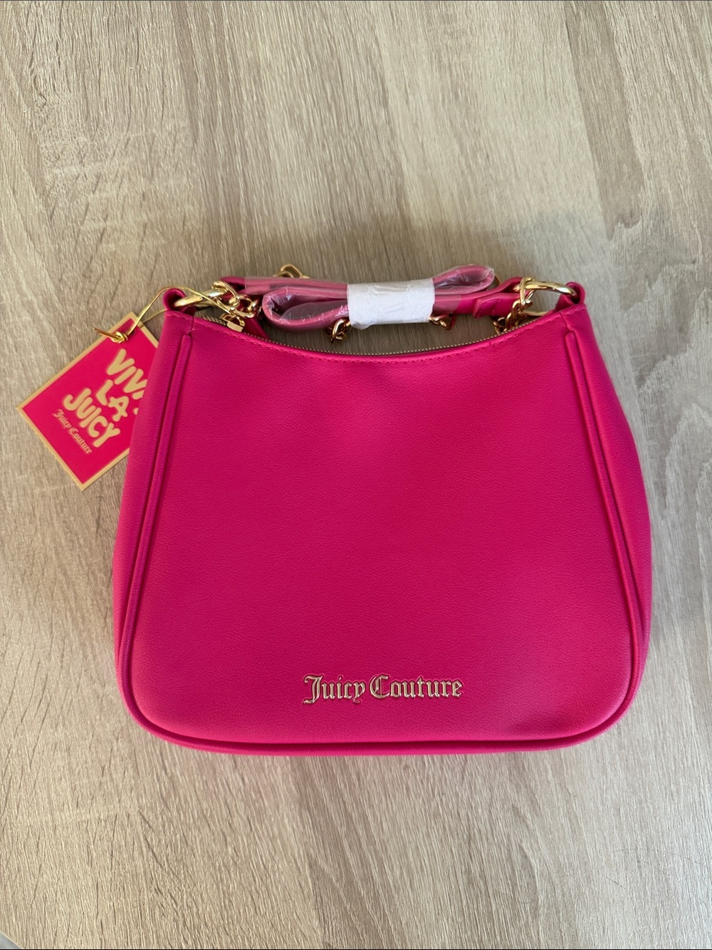 Juicy Couture Hot Pink Shoulder Bag with Gold Hardware